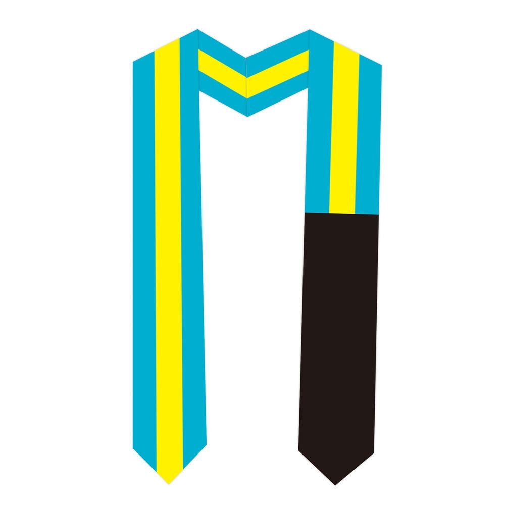 4614 Bahamas Flag Graduation Sash Satin Scarf 72" Stole for Abroad Student